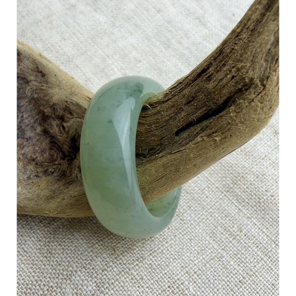 1 Natural icy Jade unique pattern band Ring US 8 Minimalist jewelry green /white - Picture 5 of 10